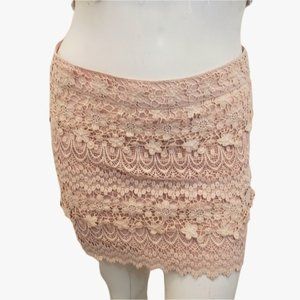American Eagle Knit Eyelet Lace Scallop Edge Skirt Pink Size 2